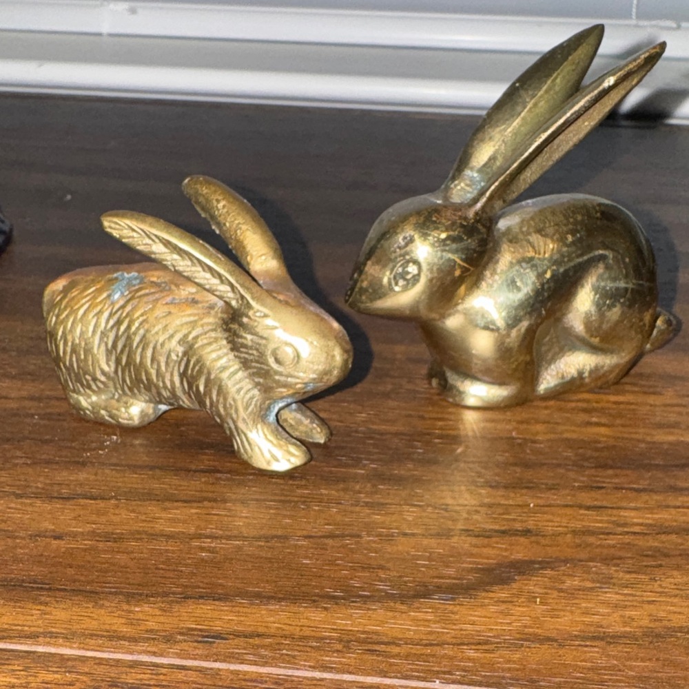 Gold Brass Rabbit Figurines